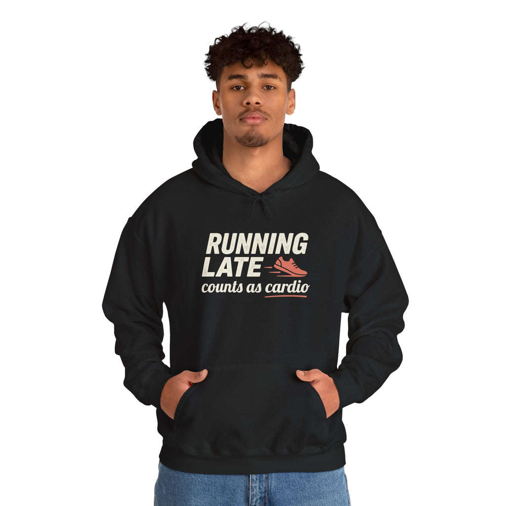 Running Late Counts as Cardio Unisex Heavy Blend™ Hooded Sweatshirt