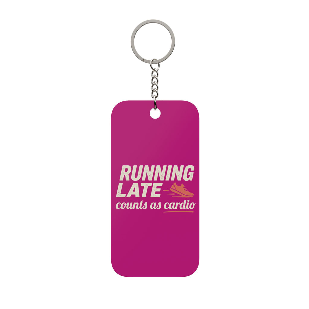 Running Late Counts as Cardio Double-Sided Keychain Charm