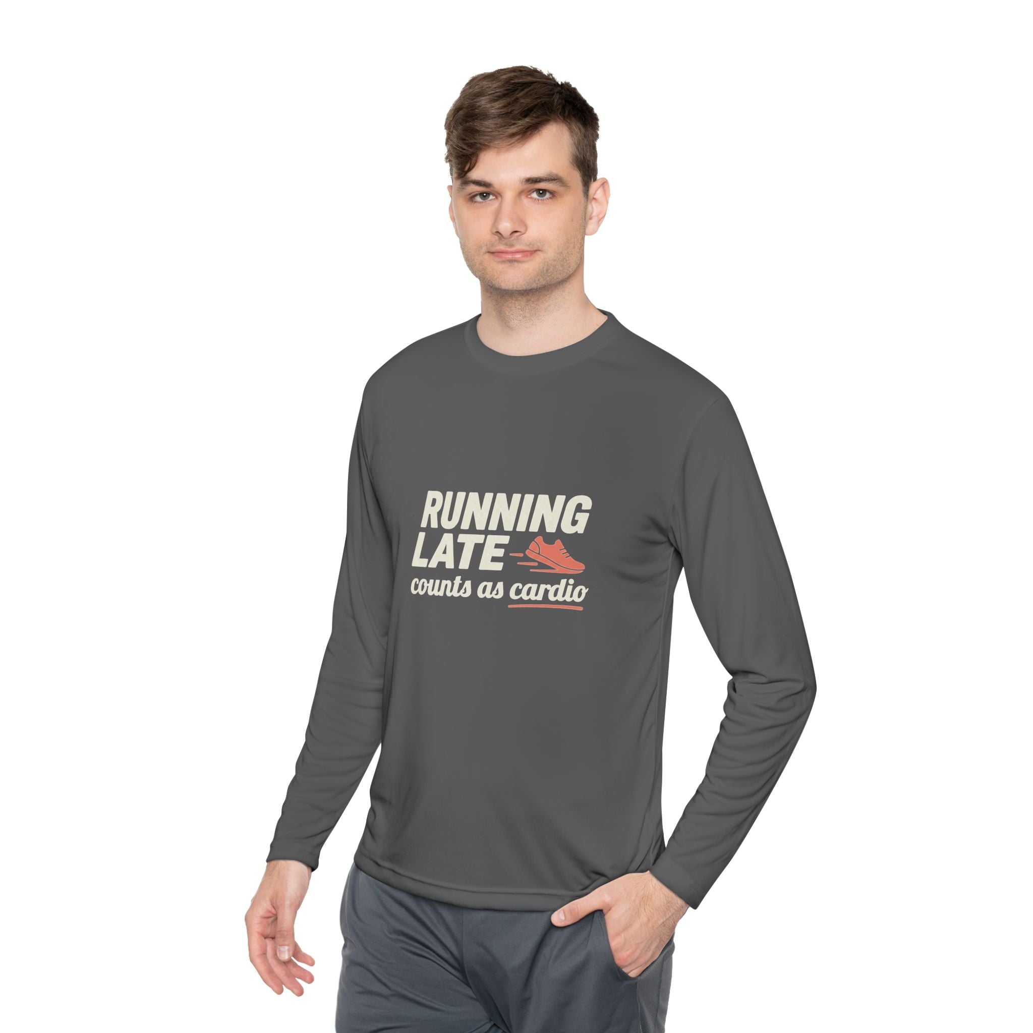 Running Late Counts as Cardio Unisex Lightweight Long Sleeve Tee