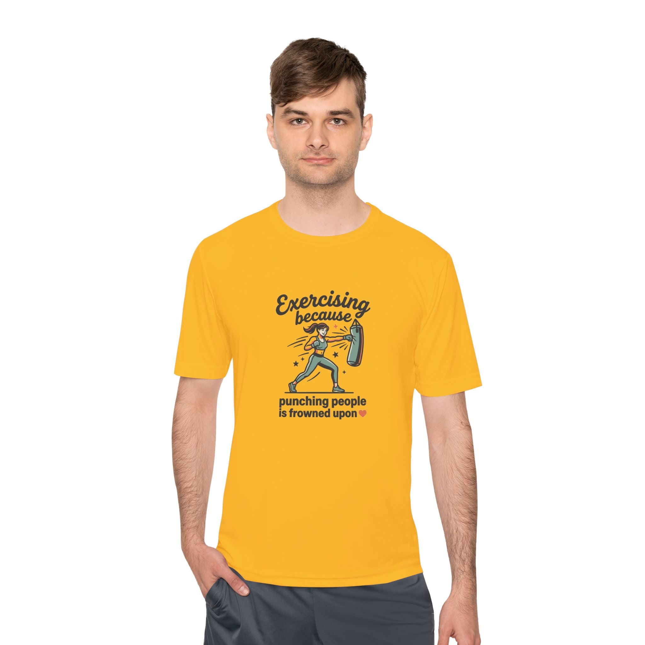 Exercising Because Punching People is Frowned Upon Unisex Moisture Wicking Tee