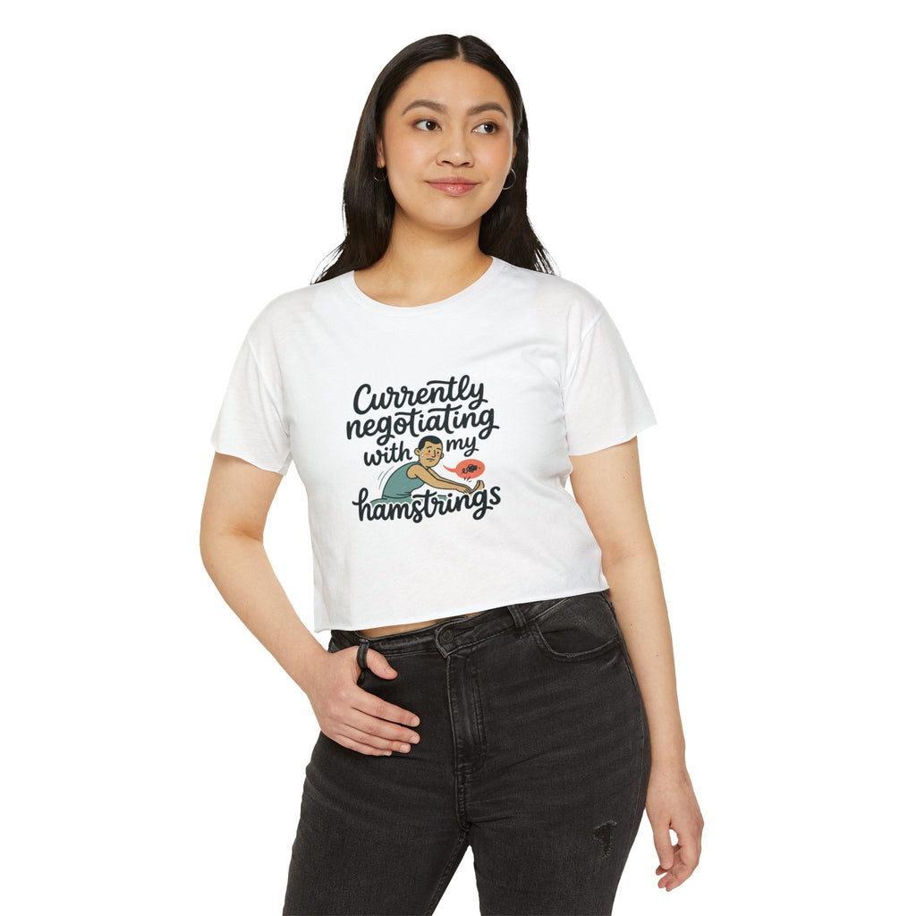 Currently Negotiating with my Hamstrings Women's Festival Crop Top