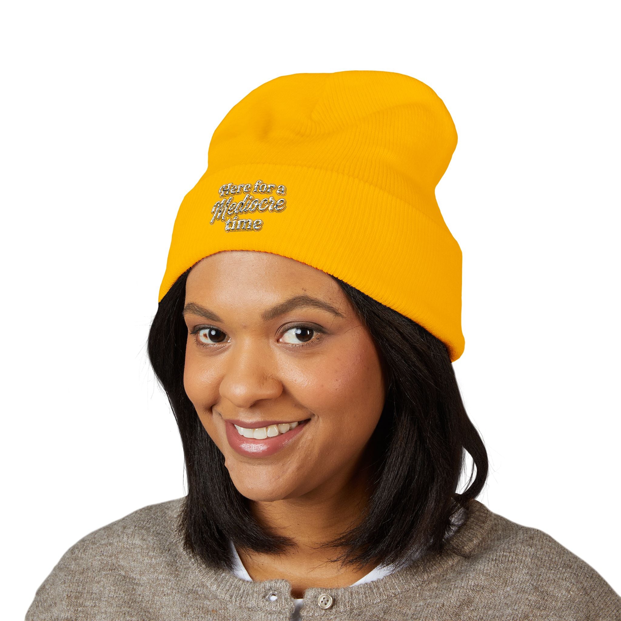 Here for a Mediocre Time Classic Cuffed Beanie (Embroidery)