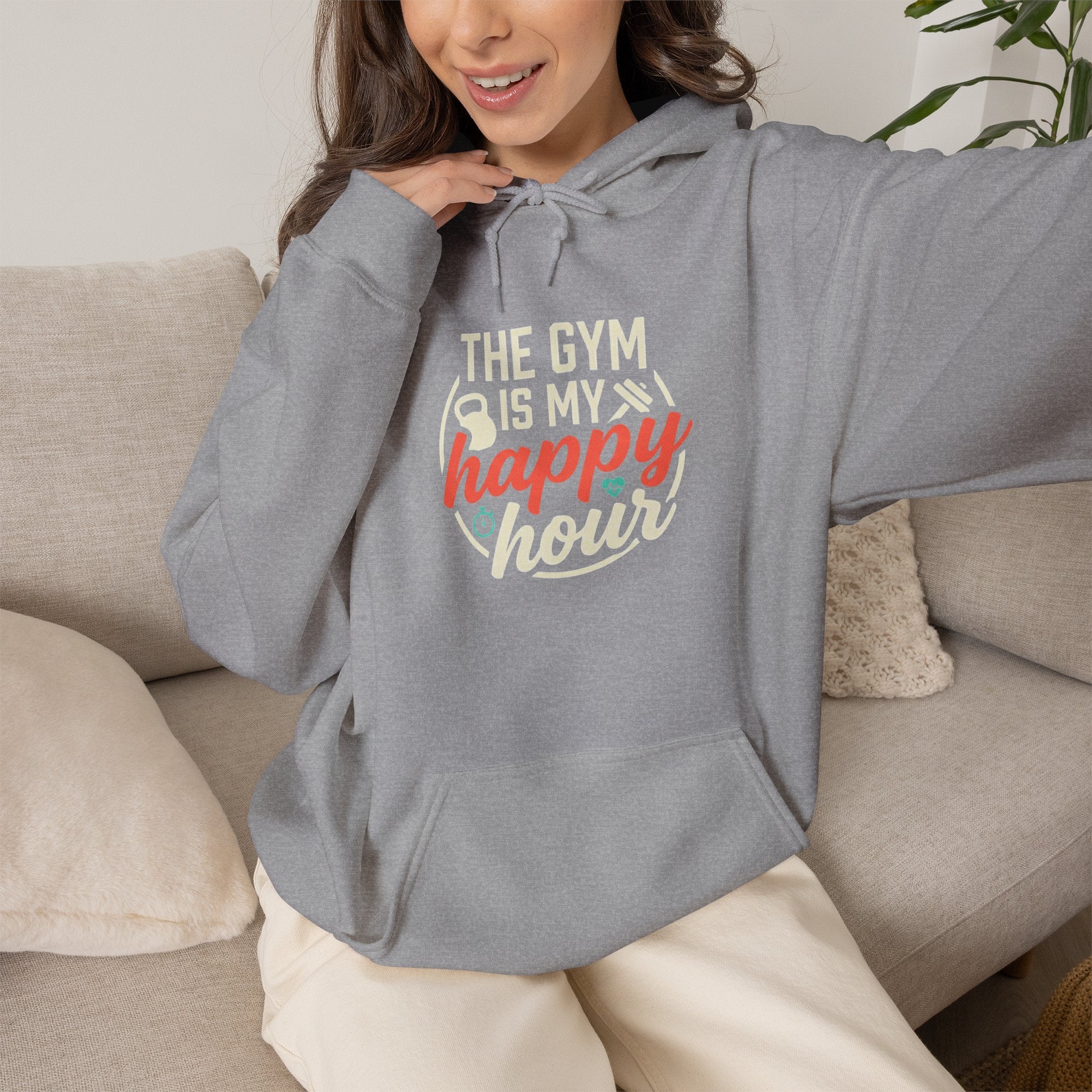 The Gym is My Happy Hour Unisex Heavy Blend™ Hooded Sweatshirt