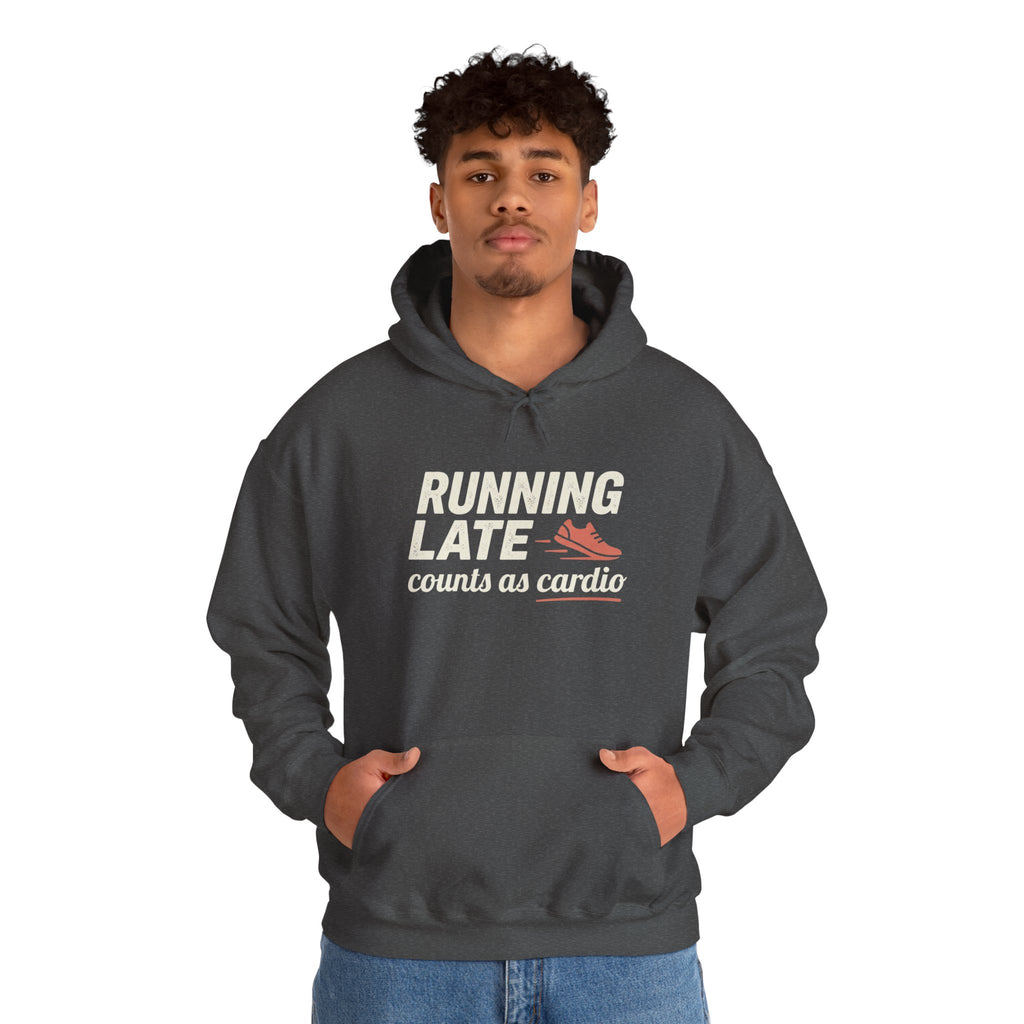 Running Late Counts as Cardio Unisex Heavy Blend™ Hooded Sweatshirt