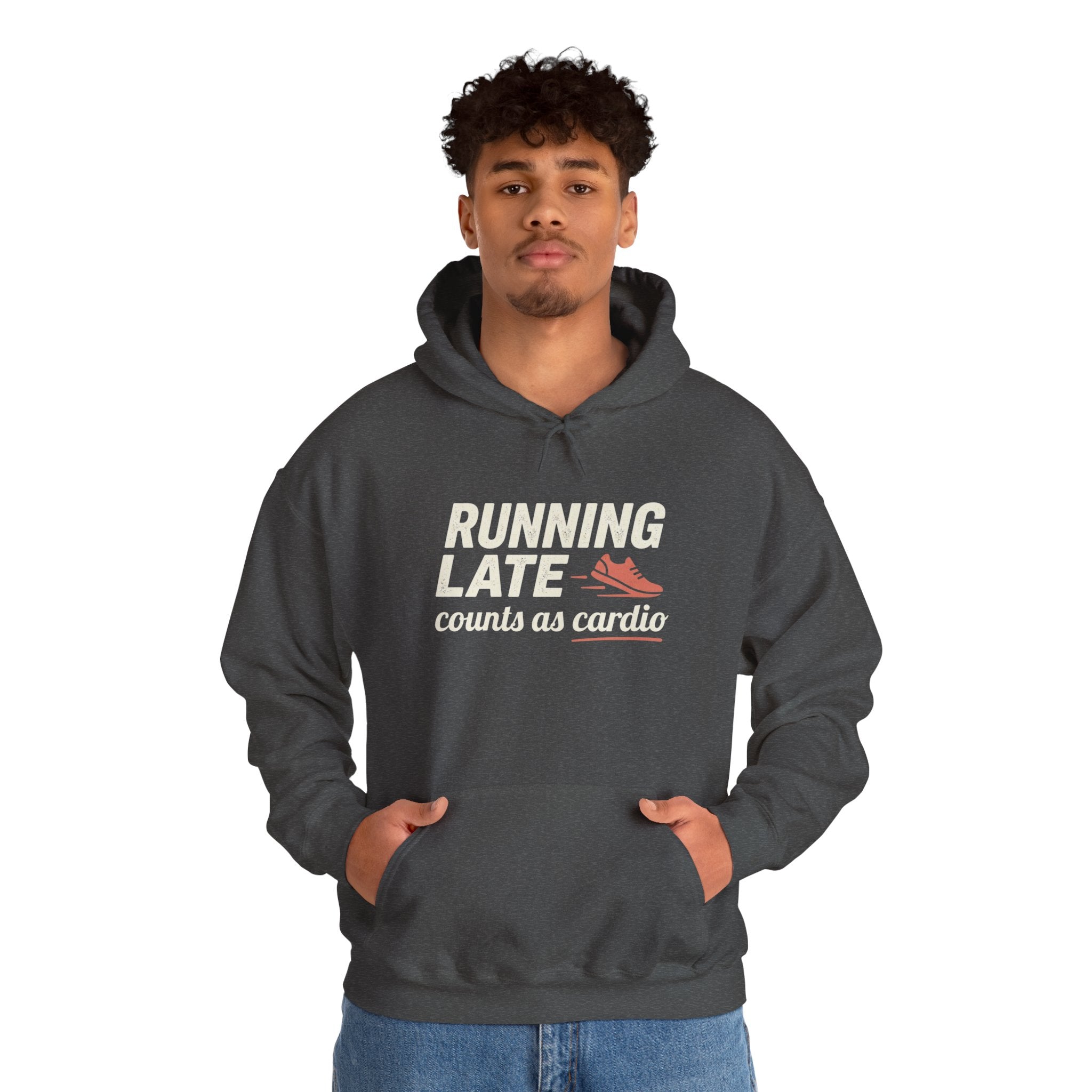 Running Late Counts as Cardio Unisex Heavy Blend™ Hooded Sweatshirt