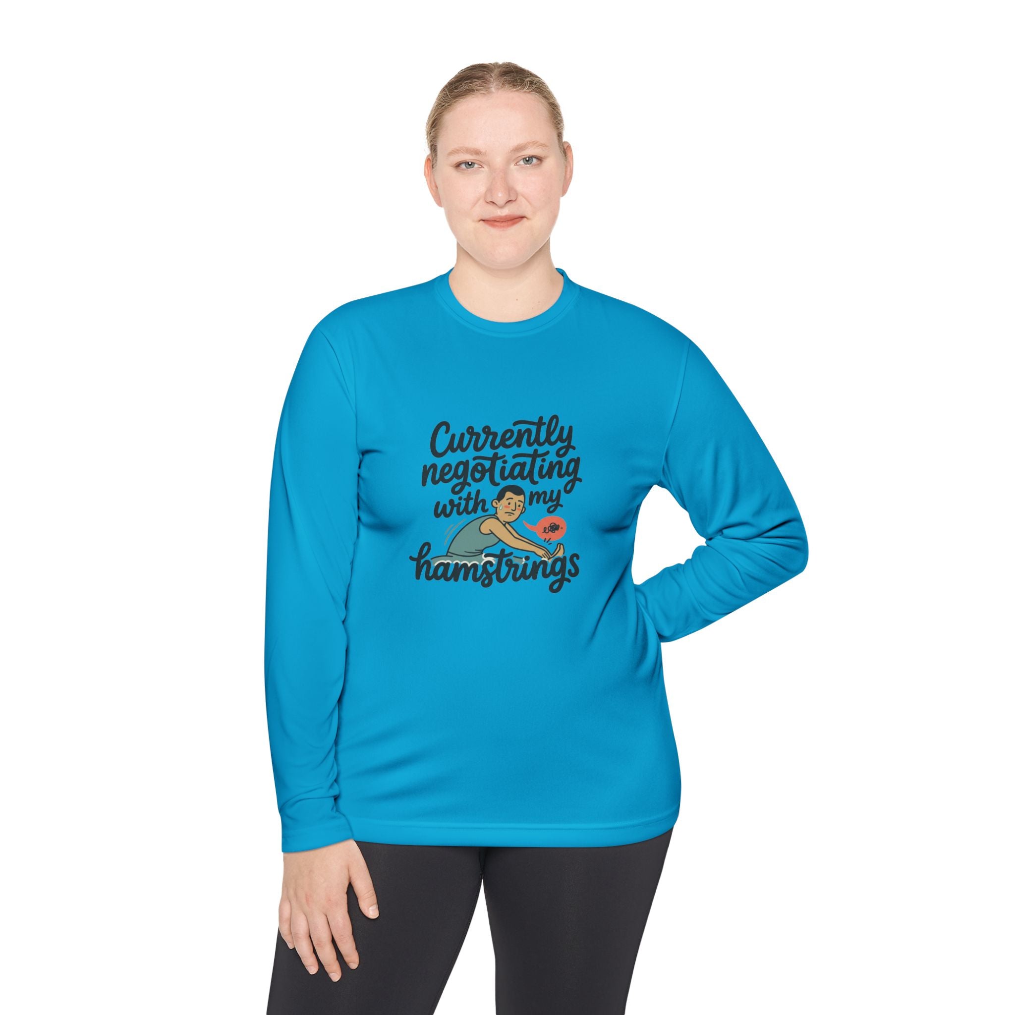 Currently Negotiating with my Hamstrings Unisex Lightweight Long Sleeve Tee