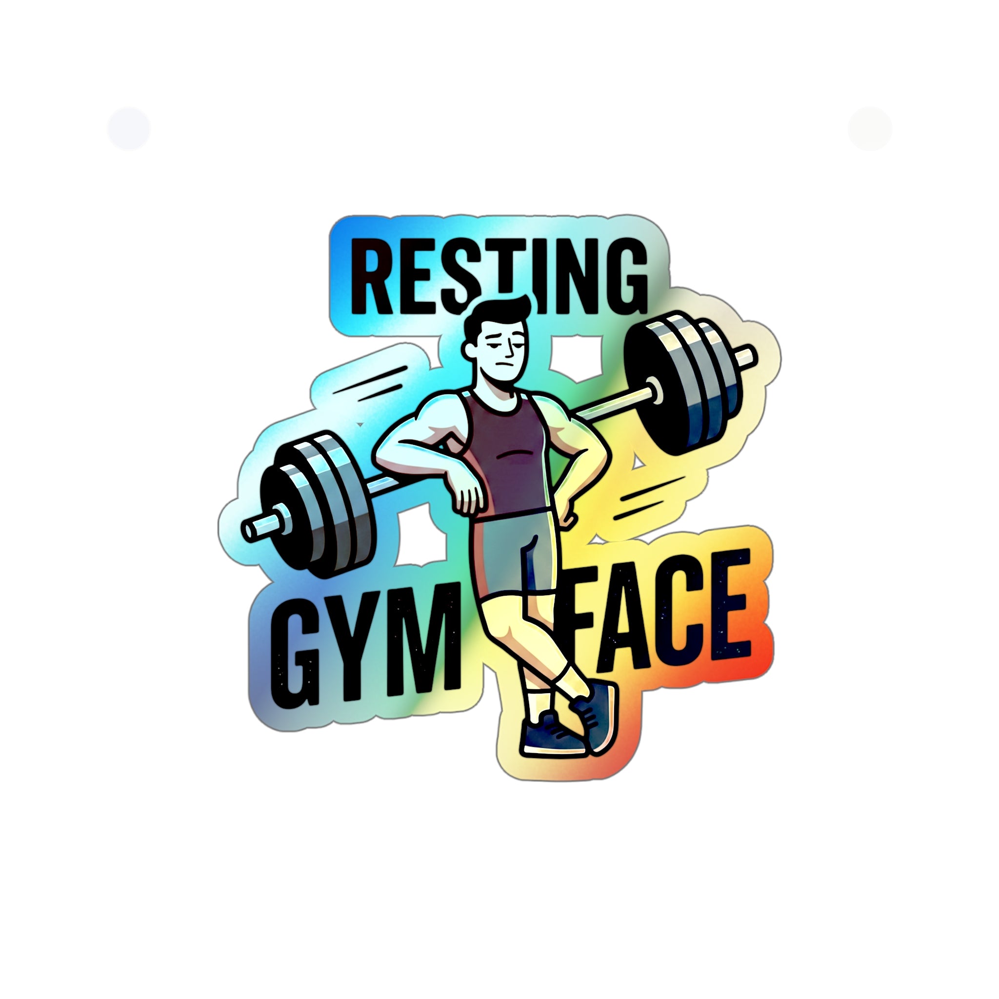 Resting Gym Face Holographic Die-cut Stickers