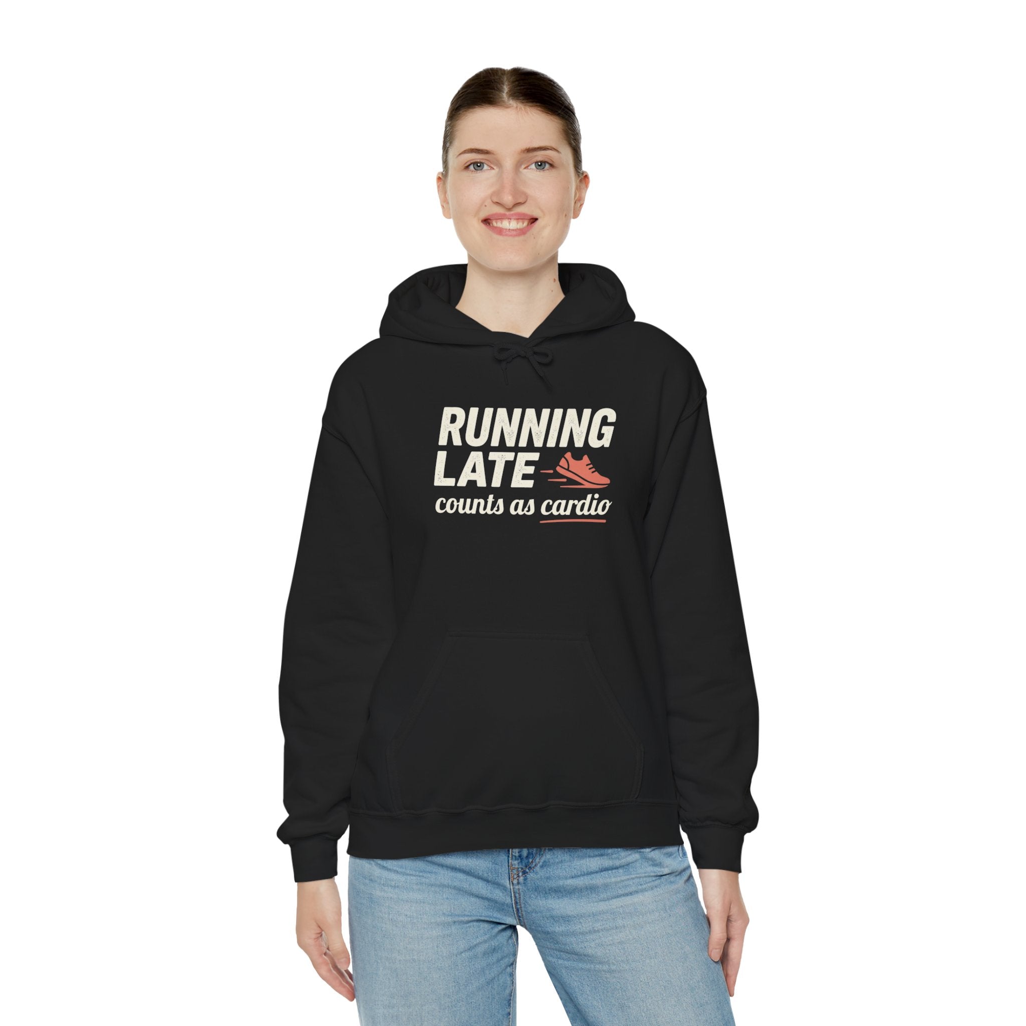Running Late Counts as Cardio Unisex Heavy Blend™ Hooded Sweatshirt