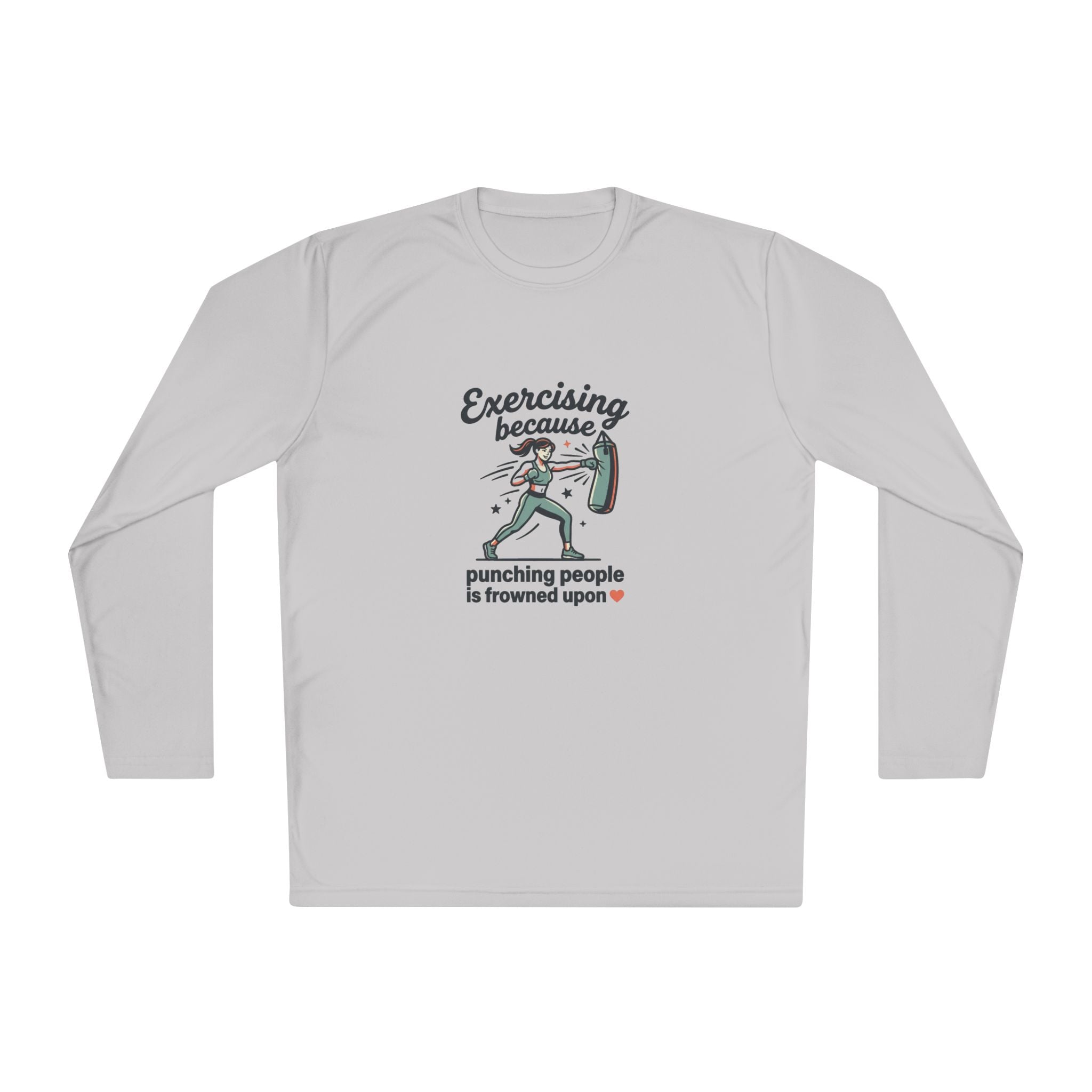 Exercising Because Punching People is Frowned Upon Unisex Lightweight Long Sleeve Tee