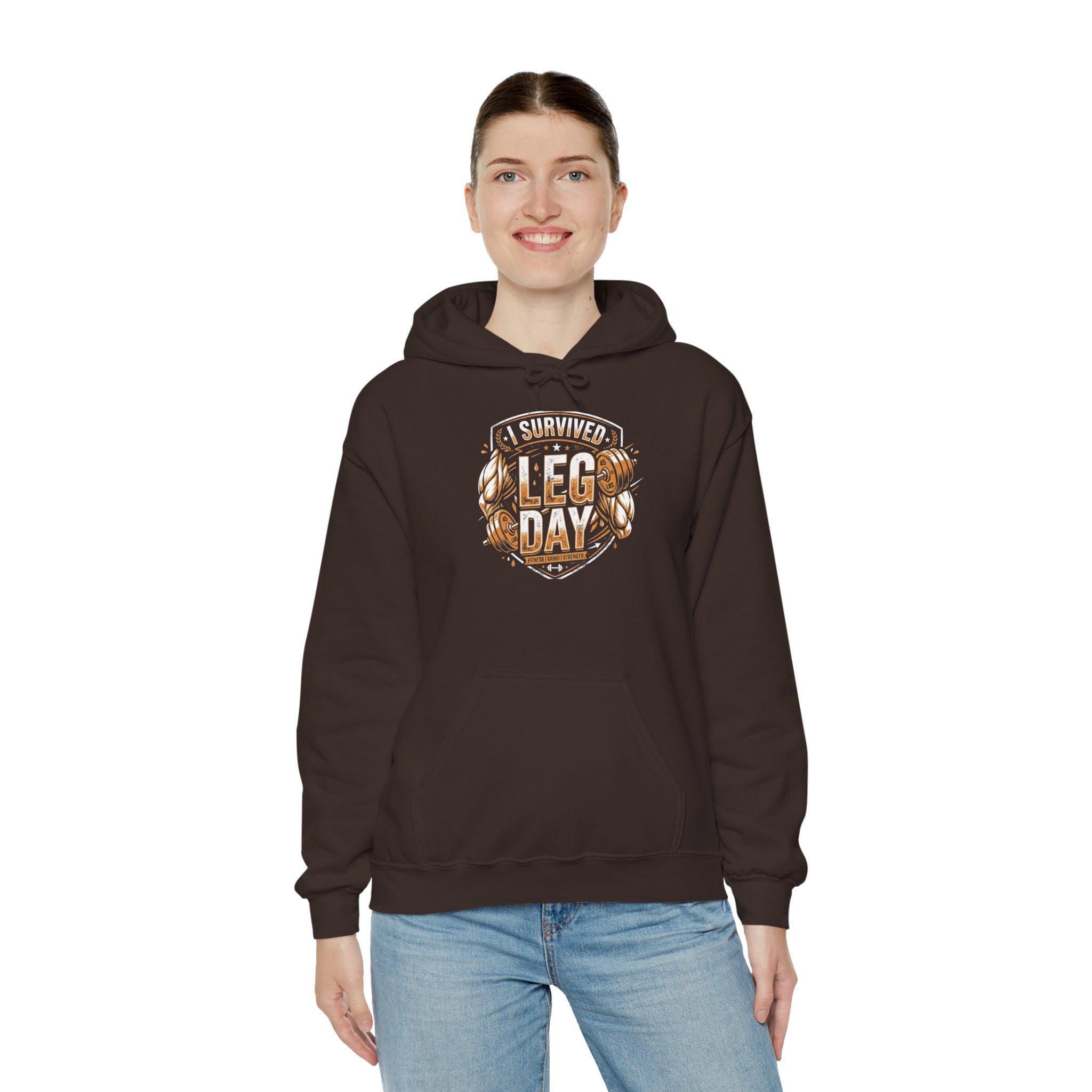 I Survived Leg Day Unisex Heavy Blend™ Hooded Sweatshirt